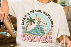 Life's A Beach Skeleton Surfing PNG Product Image 3