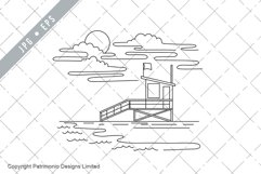 Lifeguard Tower in Venice Beach Los Angeles Mono Line Art Product Image 1