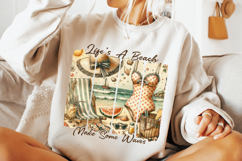 Life&#039;s A Beach Make Some Waves PNG, Summer PNG, Brushstroke Product Image 2