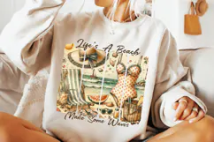Life's A Beach Make Some Waves PNG, Summer PNG, Brushstroke Product Image 2
