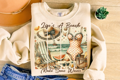 Life&#039;s A Beach Make Some Waves PNG, Summer PNG, Brushstroke Product Image 3