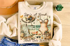 Life's A Beach Make Some Waves PNG, Summer PNG, Brushstroke Product Image 3