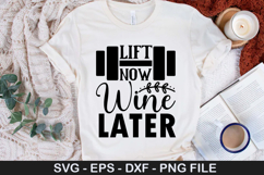 Lift Now Wine Later SVG - Fitness Quotes Design Product Image 1