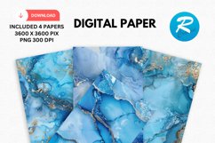 Light Blue Alcohol Ink Digital Paper, Alcohol Ink Background Product Image 1