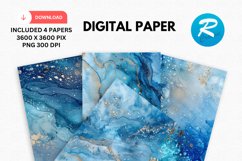 Light Blue Alcohol Ink Digital Paper, Alcohol Ink Background Product Image 1