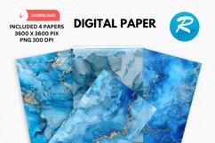 Light Blue Alcohol Ink Digital Paper, Alcohol Ink Background Product Image 1