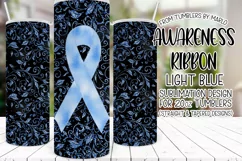 Light Blue Awareness Ribbon, 20oz Skinny Tumbler Sublimation Product Image 1