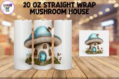 Tiny Light Blue Mushroom House Sublimation Tumbler Wrap Product Image 1