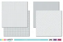 Neutral gray scrapbook backgrounds with coordinating checks and geometric patterns