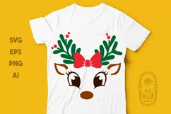 Reindeer girl with Branches Instead of Antlers SVG Product Image 2