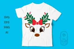 Reindeer girl with Branches Instead of Antlers SVG Product Image 4