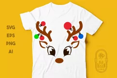 Reindeer Girl with Christmas Ornaments on Antlers SVG Product Image 5