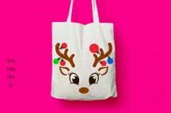 Reindeer Girl with Christmas Ornaments on Antlers SVG Product Image 4