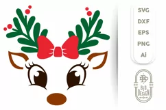 Reindeer girl with Branches Instead of Antlers SVG Product Image 1