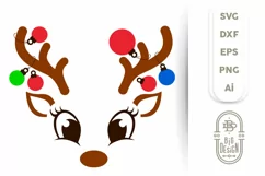 Reindeer Girl with Christmas Ornaments on Antlers SVG Product Image 1