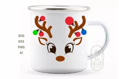 Reindeer Girl with Christmas Ornaments on Antlers SVG Product Image 3