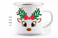Reindeer girl with Branches Instead of Antlers SVG Product Image 3