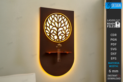 Lighted Wall Flower Holder Laser Cut | Modern Wall Art | CNC Product Image 1