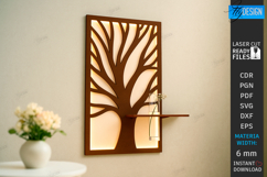 Lighted Wall Flower Holder Laser Cut | Modern Wall Art | CNC Product Image 1