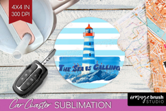 Lighthouse Nautical Car Coaster Sea Quotes Coaster PNG Product Image 1