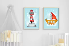 Nursery Room Posters | Boat Print | Baby Whale | Lighthouse Product Image 5