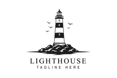 Modern lighthouse tower island concept simple silhouette Product Image 1