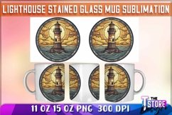 Lighthouse Stained Glass Mug Sublimation | 11 oz 15 oz Mug Product Image 1