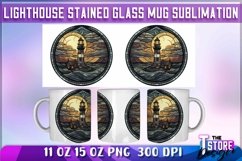 Lighthouse Stained Glass Mug Sublimation | 11 oz 15 oz Mug Product Image 1