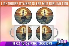 Lighthouse Stained Glass Mug Sublimation | 11 oz 15 oz Mug Product Image 1