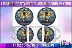 Lighthouse Stained Glass Mug Sublimation | 11 oz 15 oz Mug Product Image 1