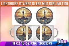 Lighthouse Stained Glass Mug Sublimation | 11 oz 15 oz Mug Product Image 1