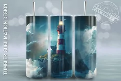 Lighthouse Tumbler Sublimation Design, ocean tumbler wrap Product Image 3