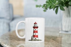Retro Lighthouse Watercolor Clipart Bundle - 15 Designs Product Image 4