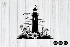 Lighthouse with Flowers SVG, Lighthouse SVG Product Image 1