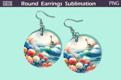 Lighthouse Round Earrings | Summer Sea Earrings Product Image 1