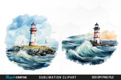 Watercolor Lighthouses Sublimation PNG Clipart Product Image 1