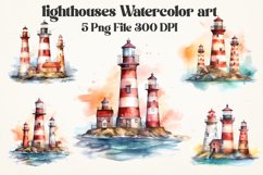 lighthouses Watercolor sublimation png bundle Product Image 1