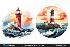 Watercolor Lighthouses Sublimation PNG Clipart Product Image 1