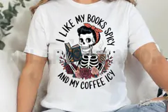 Like My Books Spicy and My Coffee Icy Sublimation PNG Product Image 4