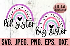 Big Sister Little Sister Rainbow SVG - Matching Sister SVG Product Image 1
