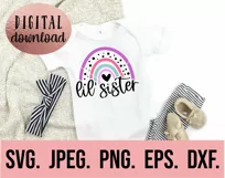 Big Sister Little Sister Rainbow SVG - Matching Sister SVG Product Image 3