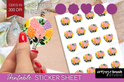 Lilac Modern Floral Round Sticker Sping Flower Printable Product Image 1