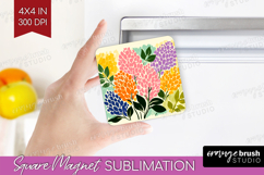 Lilac Modern Floral Magnet Sublimation Sping Flower Square Product Image 1