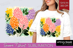 Lilac Modern Floral Square Tshirt Background Sping Flower Product Image 1