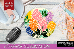 Lilac Modern Floral Car Coaster Sping Flower Coaster PNG Product Image 1