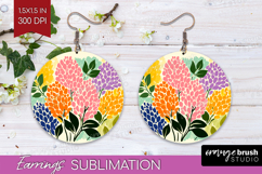Lilac Modern Floral Round Earrings Sping Flower PNG Product Image 1