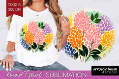 Lilac Modern Floral Round Tshirt Background Sping Flower PNG Product Image 1