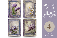 Lilac &amp; Lace Junk Journal Pages 4 Papers Product Image 1