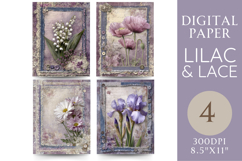 Lilac &amp; Lace Junk Journal Pages 4 Papers Product Image 1