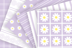 Lilac mist daisy seamless patterns Digital paper png bundle Product Image 3